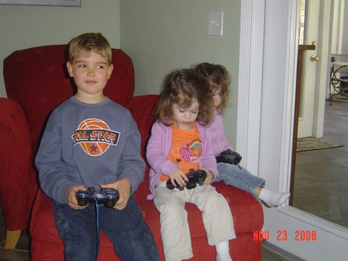 The girls loved "playing" video games with Michael